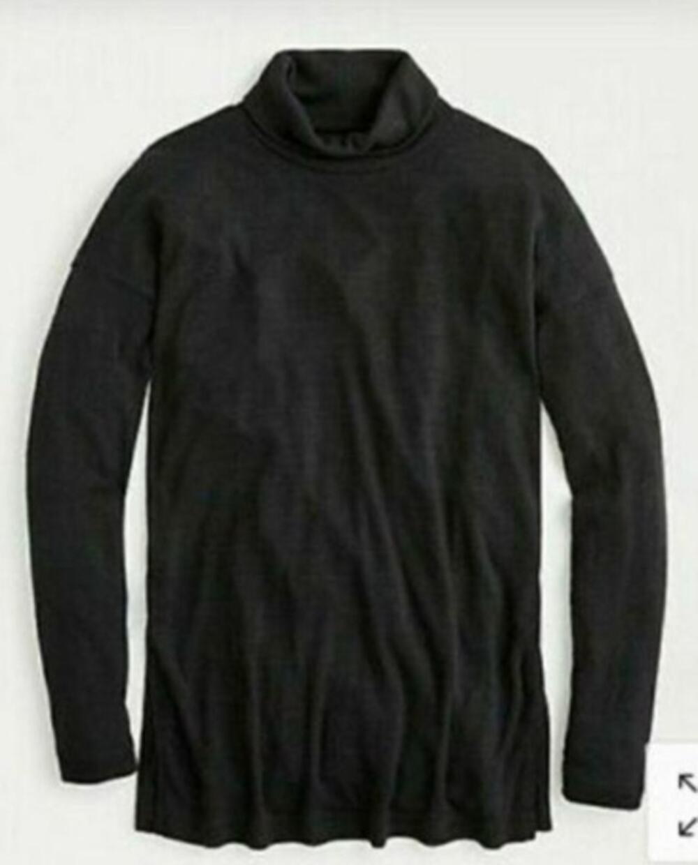 NWT J. Crew Vintage Fleece Black Space Dye Turtleneck Sweater Size Small